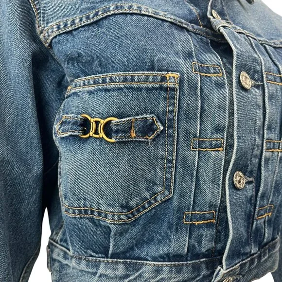 $298 Citizens of Humanity Blue Cotton Cropped Denim Alma Horsebit Jacket size XS - Picture 4 of 10